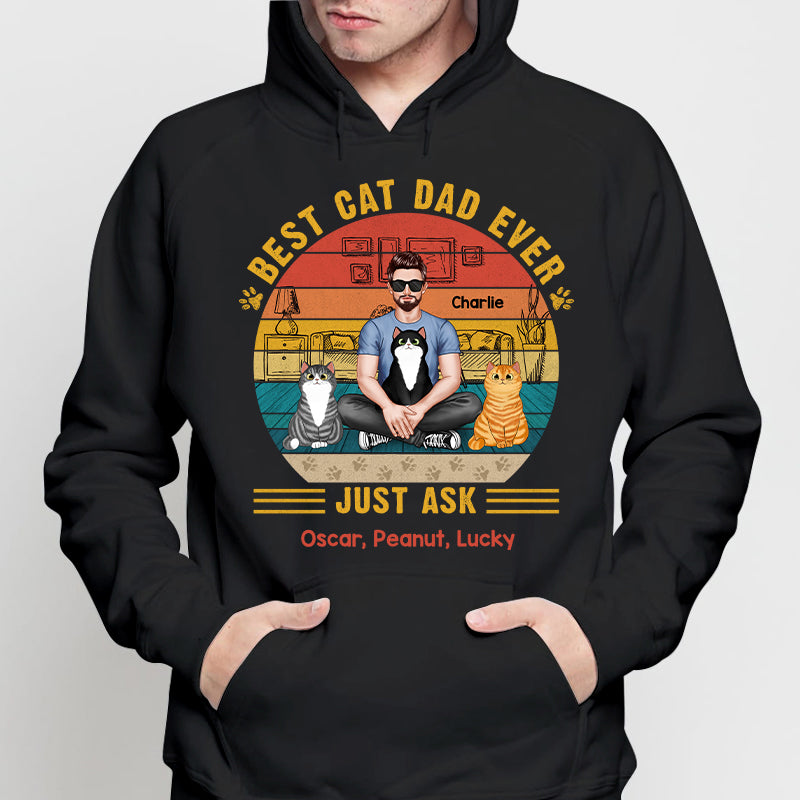 Best Cat Dad Ever Real Man Sitting With Fluffy Cats Personalized Shirt