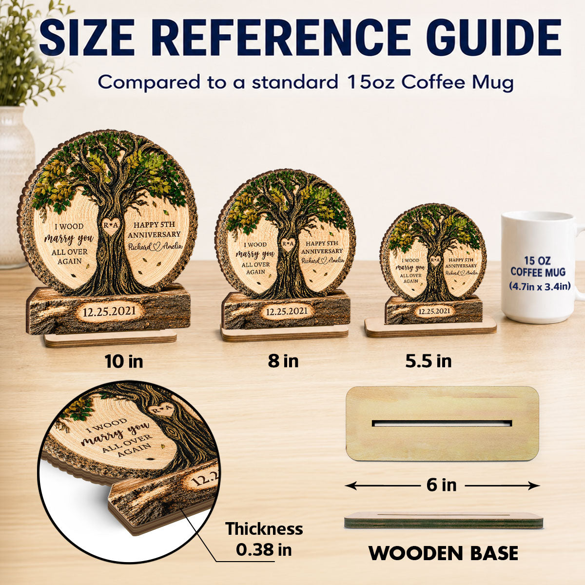 Couple Tree I Wood Marry You - Personalized 2-Layered Wooden Plaque - Gift For Couple