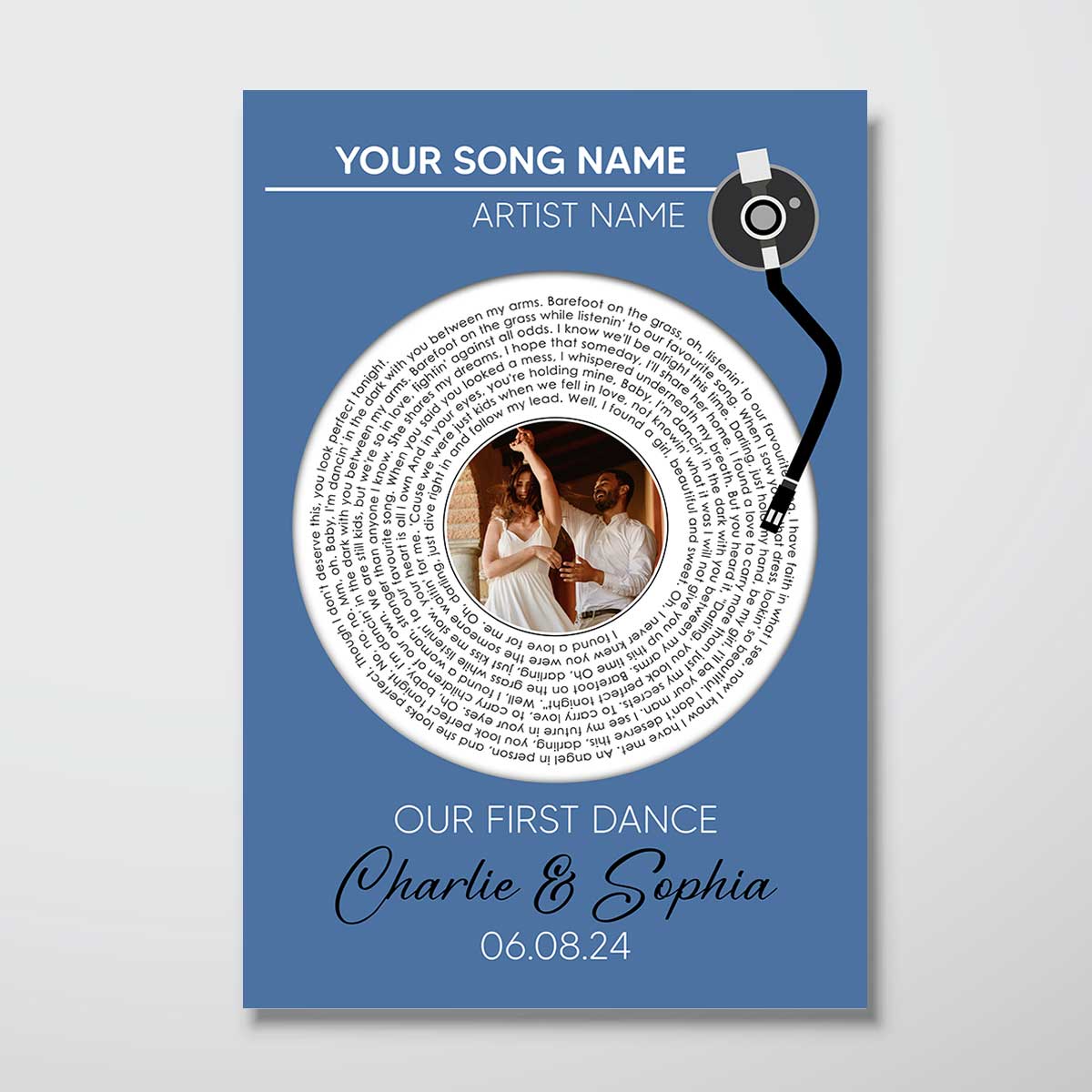 Upload Photo Custom Vinyl Lyrics Personalized Poster, Music Gift, Wedding Song Dance, Anniversary  Gift For Him, For Her, For The Couple