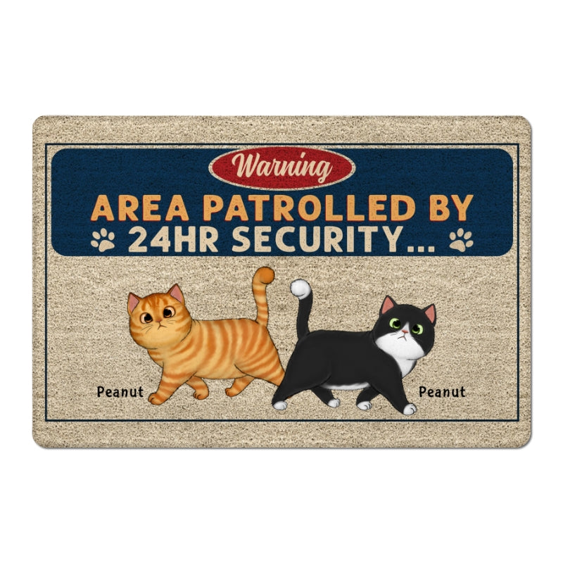 Warning Area Patrolled By Cats Personalized Doormat