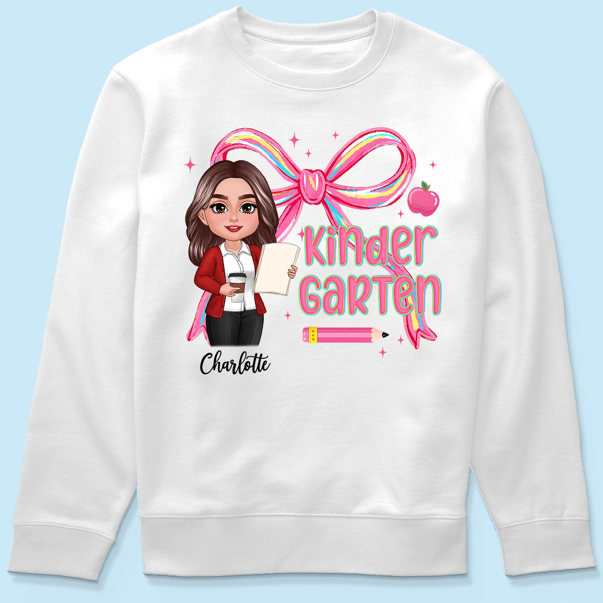 Preppy Style Pinky Teacher Custom Grade Personalized Shirt