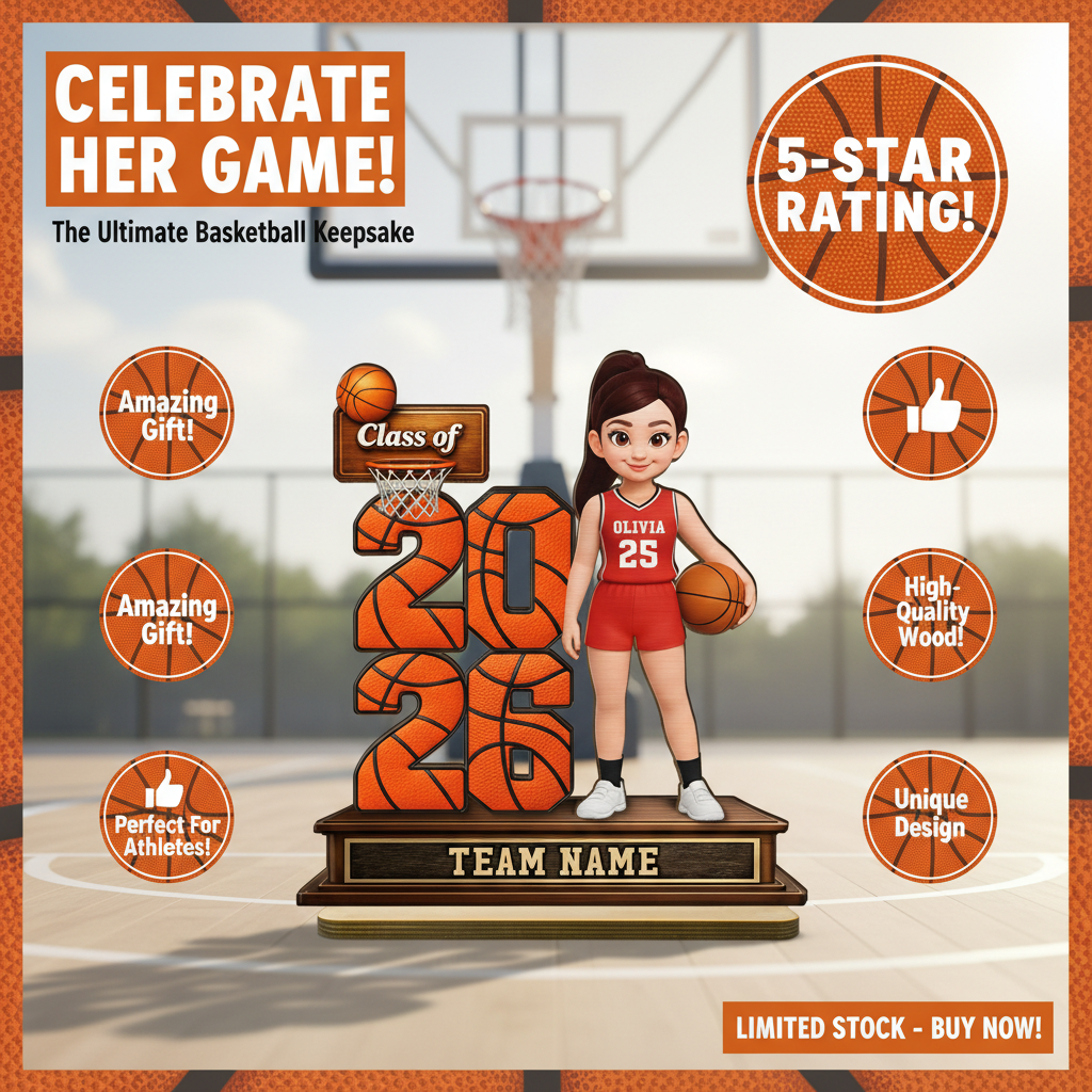Basketball Senior Class Of 2026 2027 - Personalized 2-Layered Wooden Plaque - Graduation Gift For Son, Daughter
