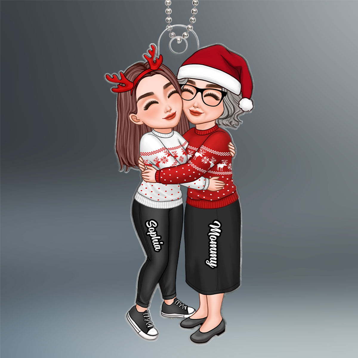 Mom & Daughter Son Hugging Christmas Gift For Kids Children Personalized Acrylic Ornament