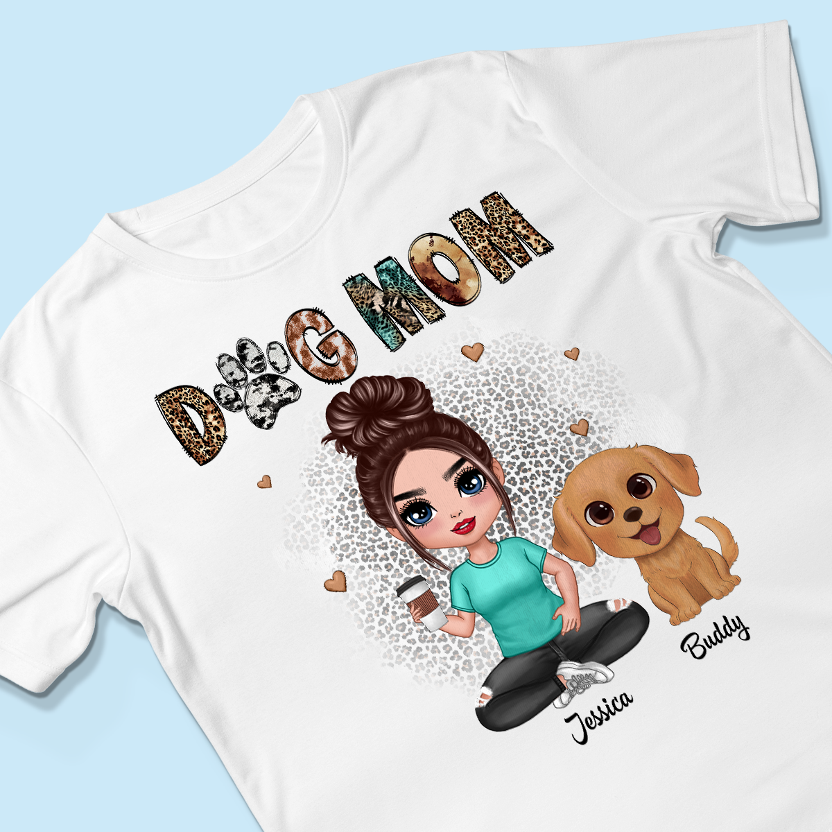 Animal Patterns Dog Mom Watercolor Cute Dogs Personalized Shirt