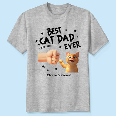 Best Cat Dad Ever Custom Cat Fist Bump Personalized Shirt, Gift for Cat Dads