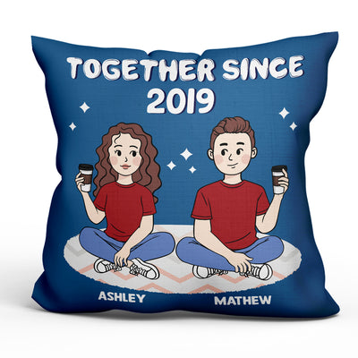 Cartoon Couple Sitting Gift For Him Gift For Her Personalized Pillow