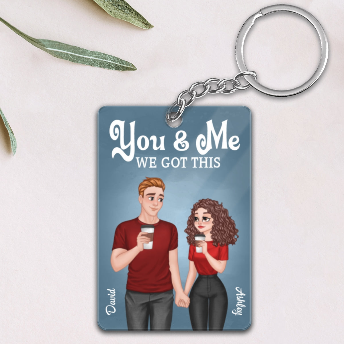Cartoon Couple Hand In Hand Together Since Personalized Acrylic Keychain
