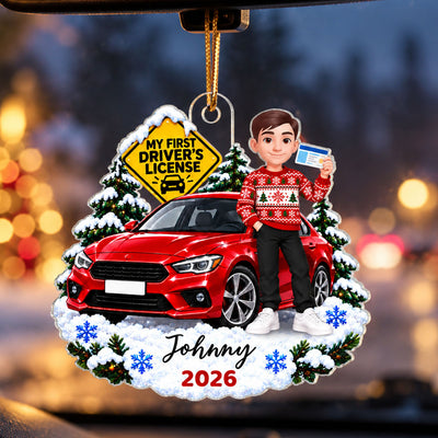 My First Driver's License Custom Car Color - Personalized Acrylic Ornament - Christmas Gift For New Drivers, Teen Boys, Teen Girls, Son, Daughter, Grandkids