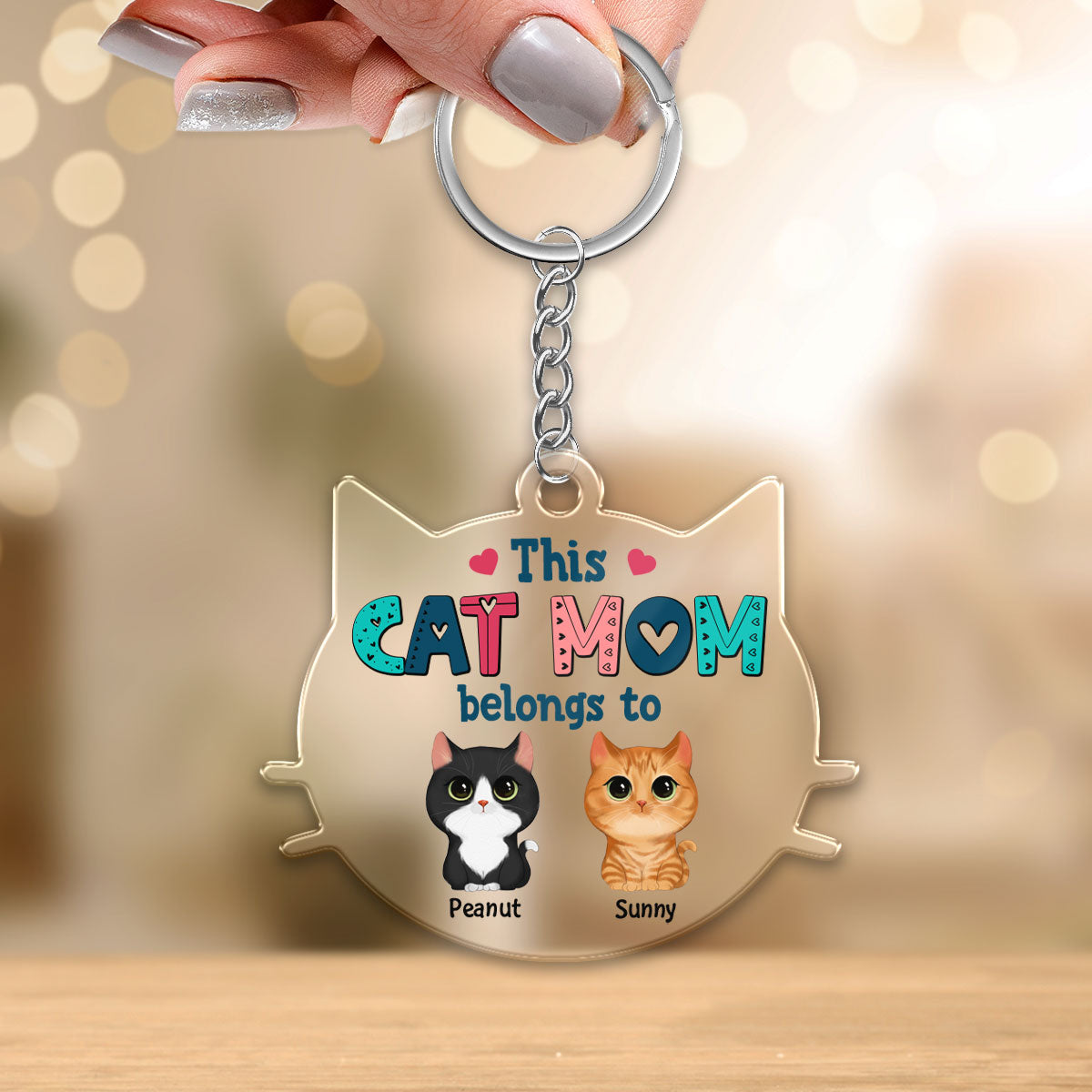 This Cat Mom Belongs To Watercolor Cute Cat Cat Head Shaped Personalized Acrylic Keychain