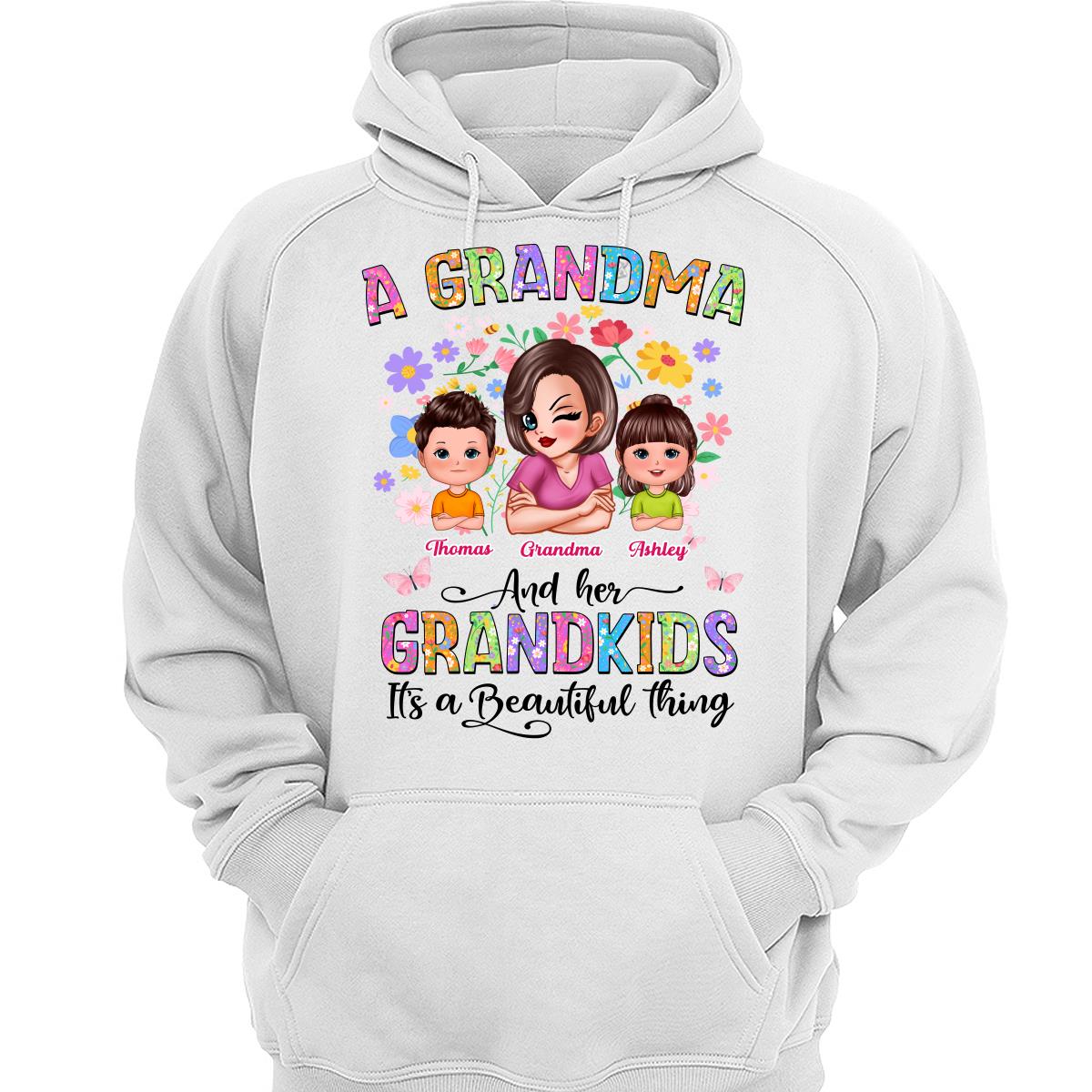Floral Pattern A Grandma With Her Grandkids Personalized Shirt