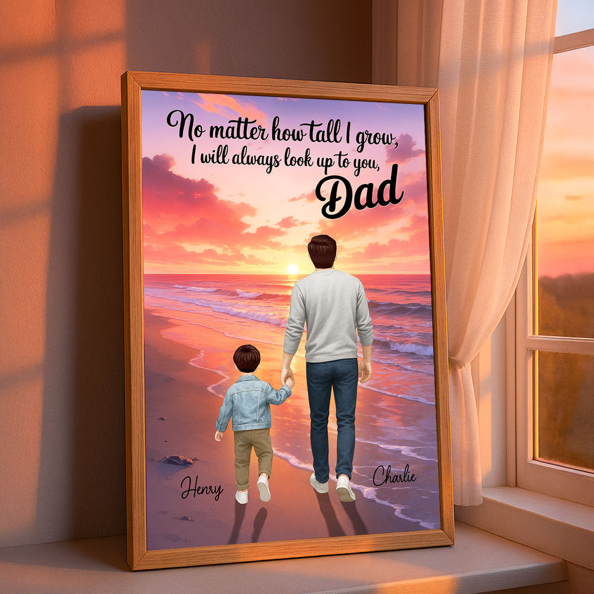 I Will Always Look up to You Dad Personalized Poster, Father's Day Gift for Dad
