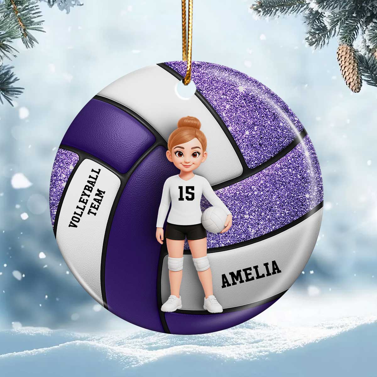 Volleyball Girl 3D Effect - Personalized Ceramic Ornament