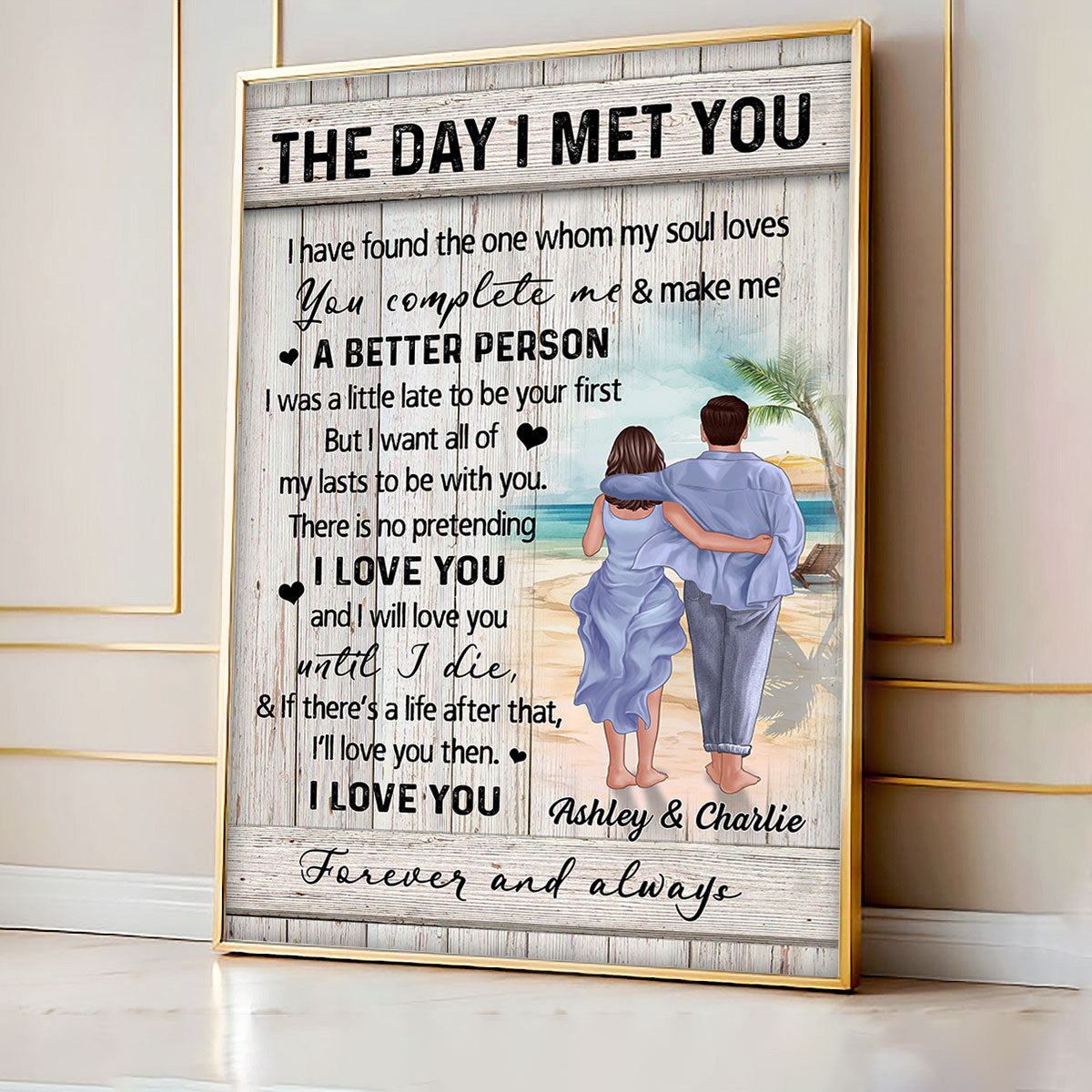 Couple Walking On The Beach Personalized Poster, Heartfelt Gift For Couple, For Him, For Her, Boyfriend, Girlfriend, Husband, Wife