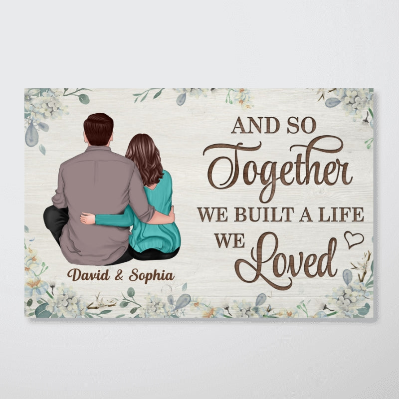 Floral Back View Couple  Anniversary Day Gift Personalized Horizontal Poster