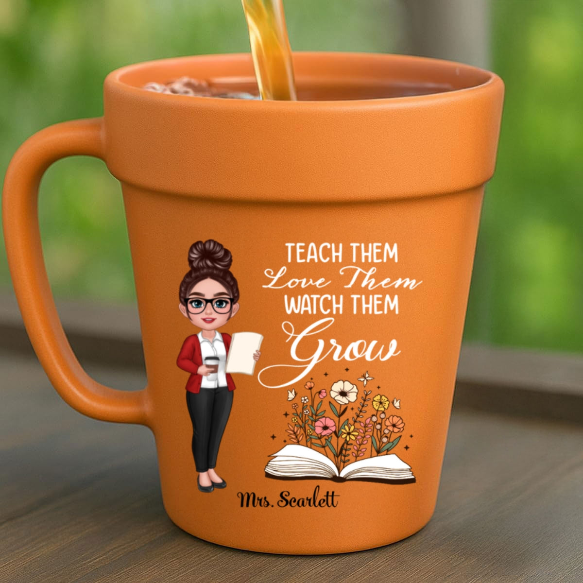 Teacher Teach Them Love Them Watch Them Grow Personalized Plant Pot Ceramic Mug| Back To School Gift