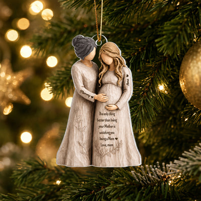 Pregnancy Announcement Mom To Mom - Personalized Acrylic Ornament - New Mom Gift, Gift For Daughter