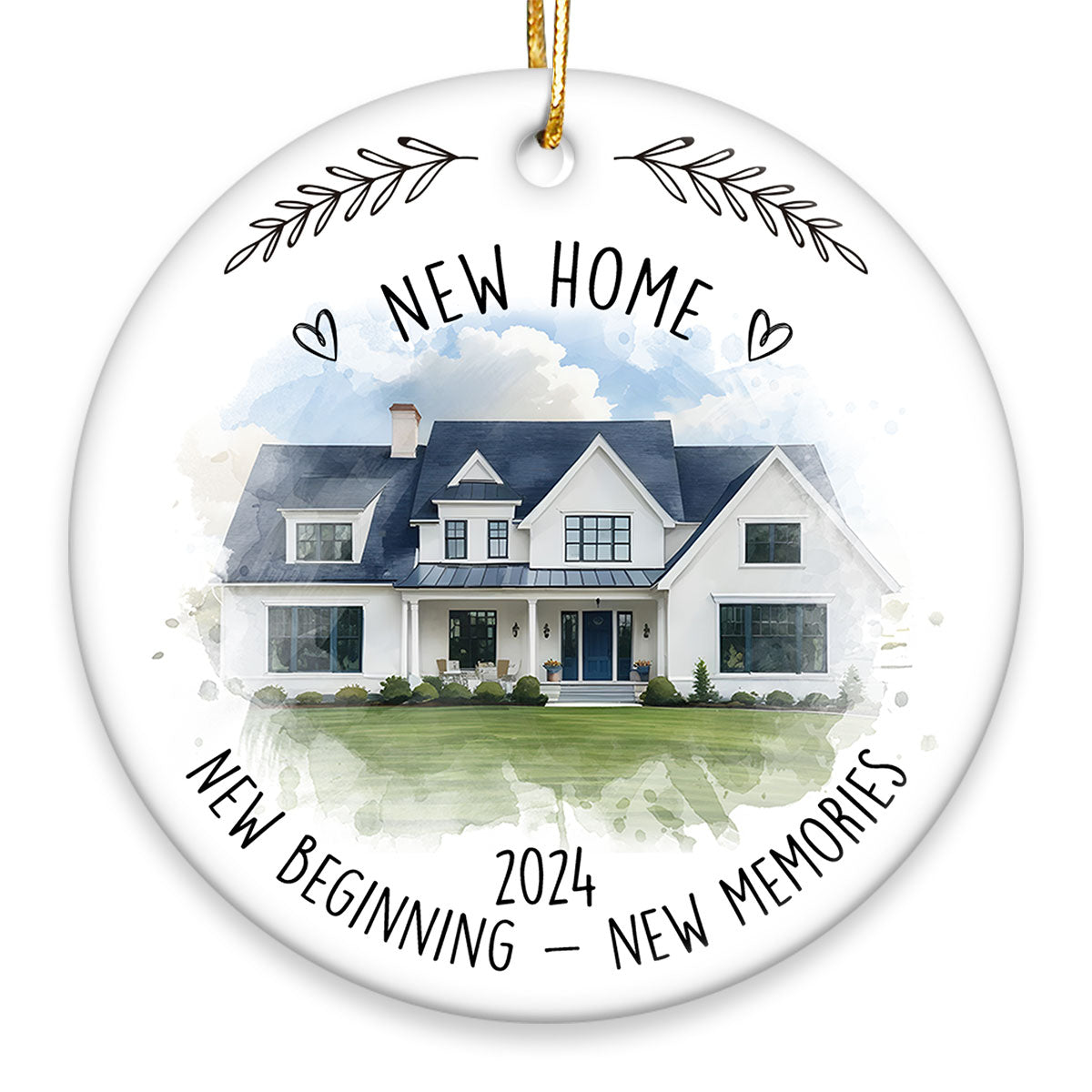 New Home New House New Beginning Photo Inserted Housewarming Gift Personalized Ceramic Ornament