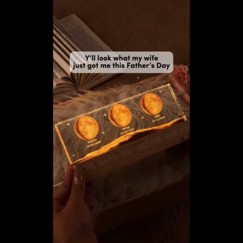 The Day You Became Dad Birth Moon Phase Personalized Acrylic Block Night Light, Father's Day Gift For Dad, Gift For Husband, Gift For Grandpa