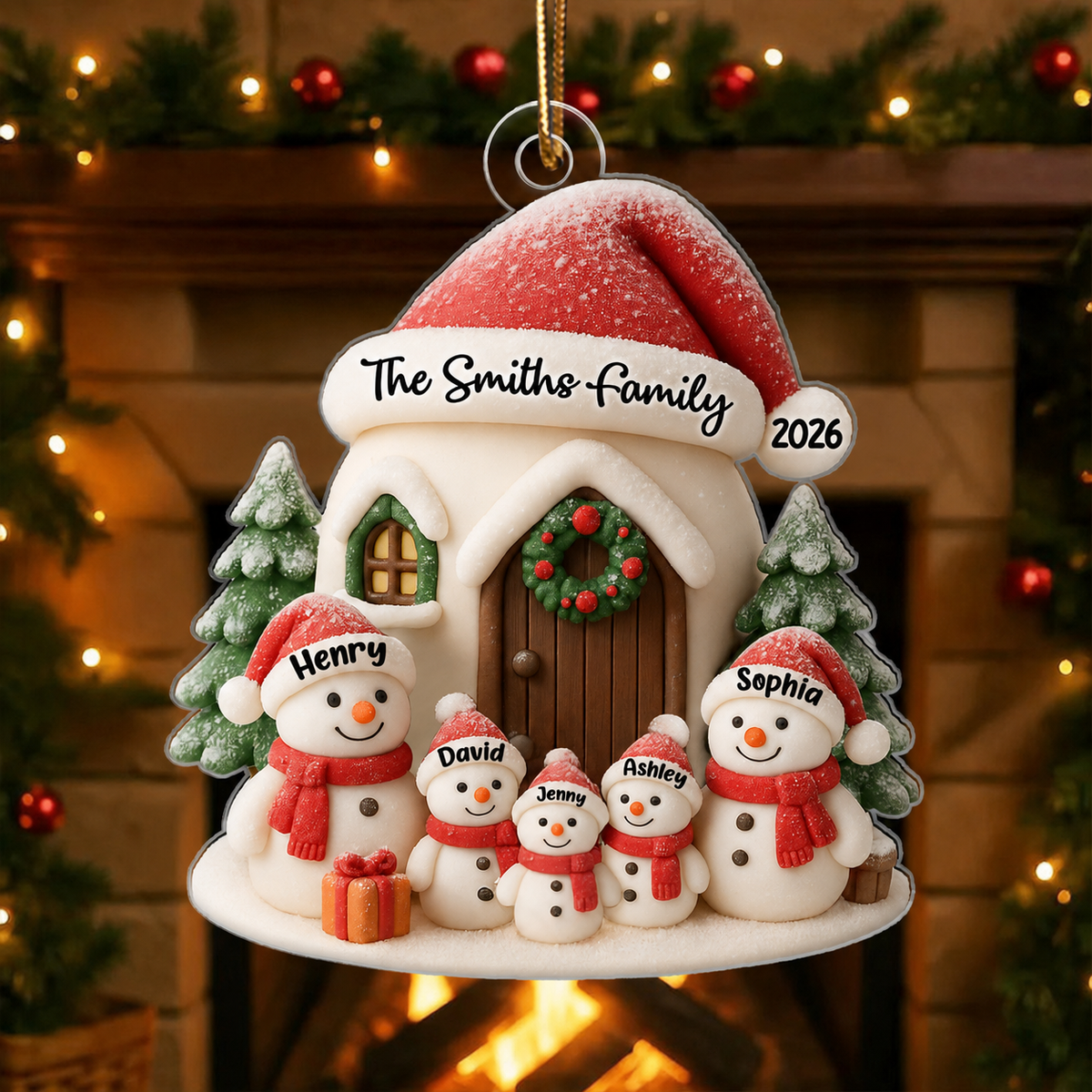 Personalized Snowman Family Acrylic 3D Ornament, Christmas Tree Decoration & Gift for Families