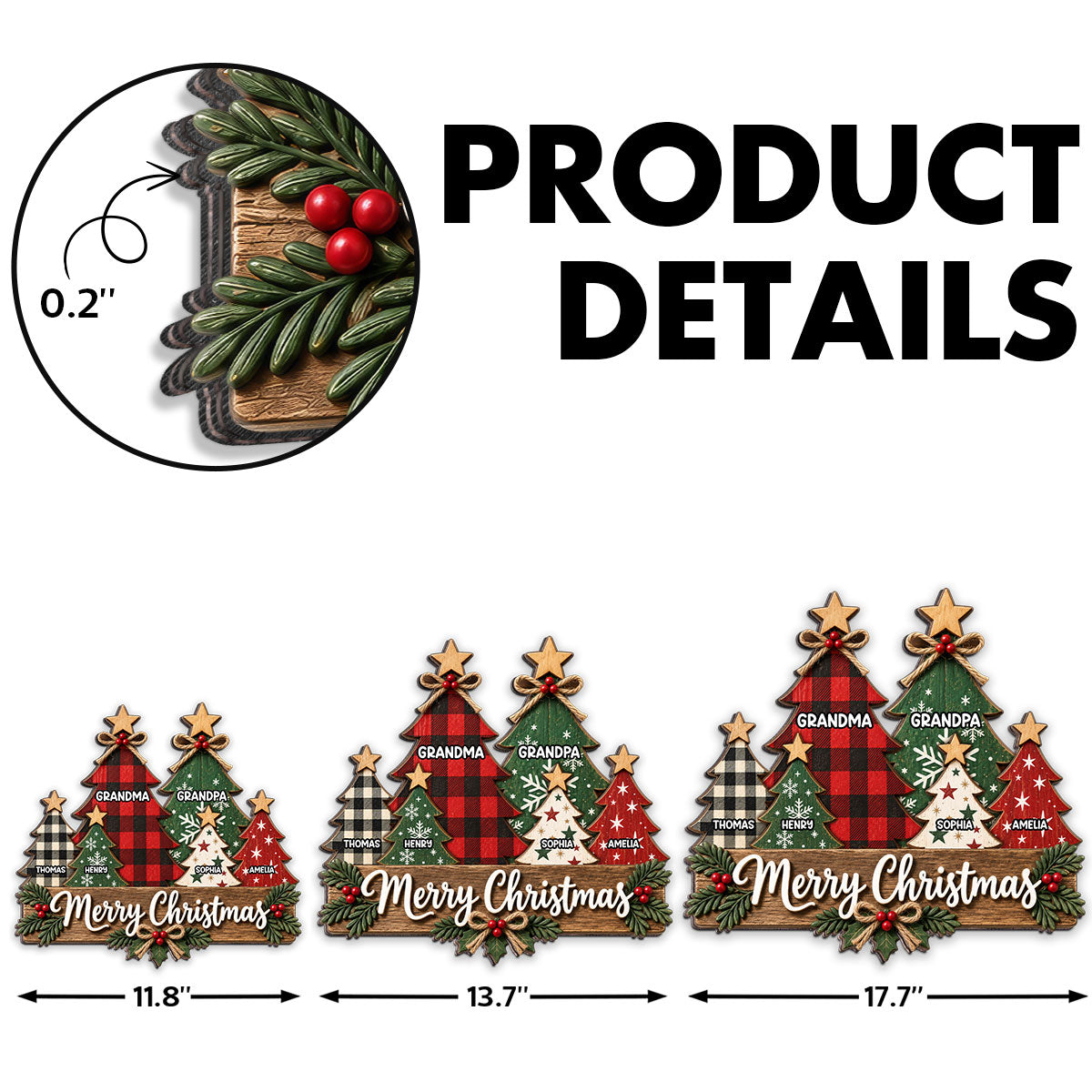 Rustic Grandparents Grandkids Christmas Tree - Personalized Wood Sign - Christmas Decor For Grandma, Grandpa