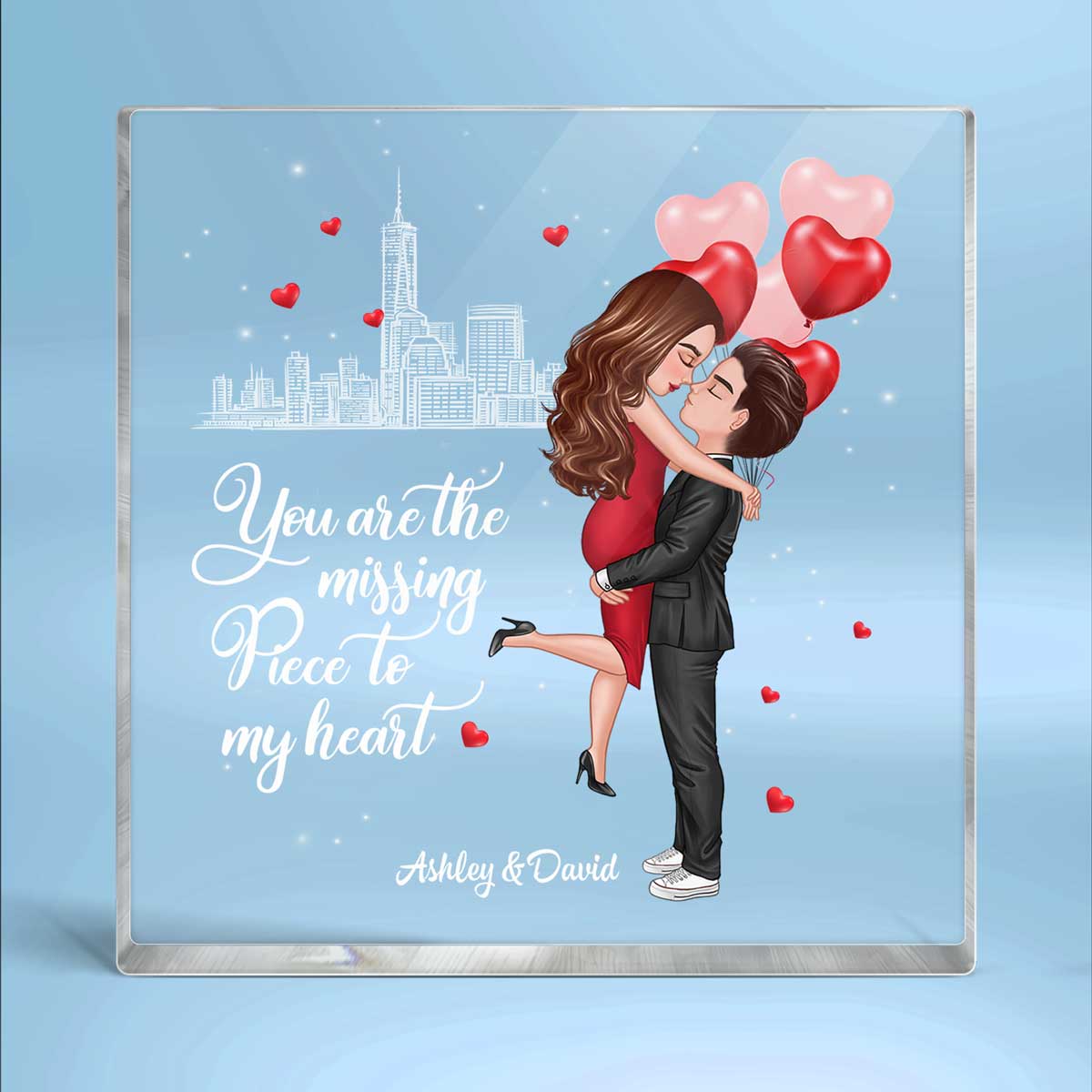 The Missing Piece To My Heart Personalized Acrylic Block Plaque - Valentine‘s Day Gift For Him, Gift For Her