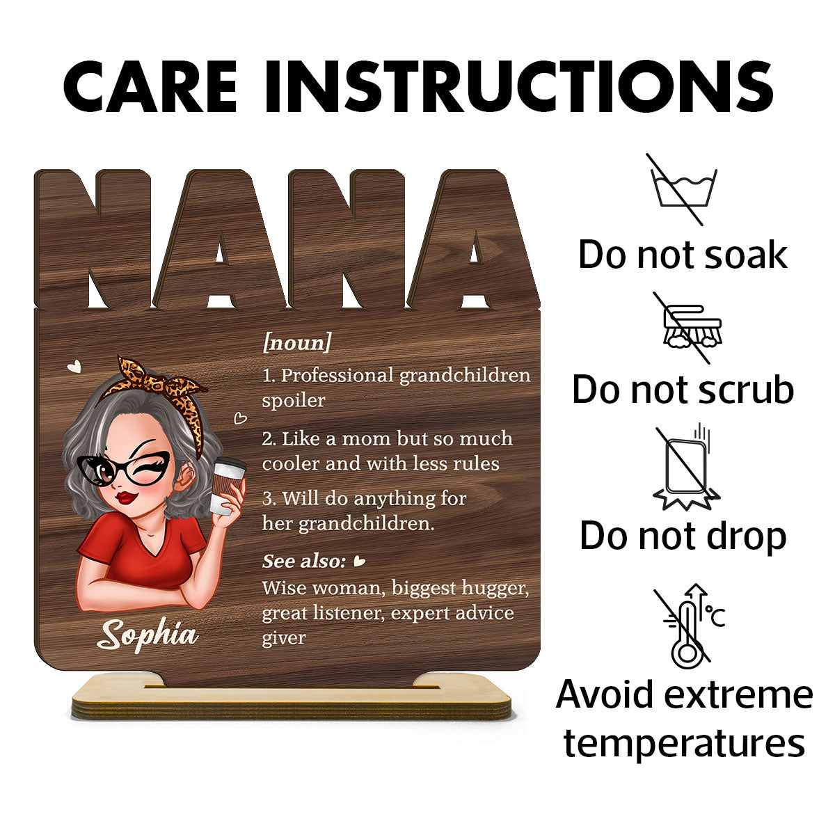 Grandma Definition Cool Grandma Personalized Standing Wooden Plaque
