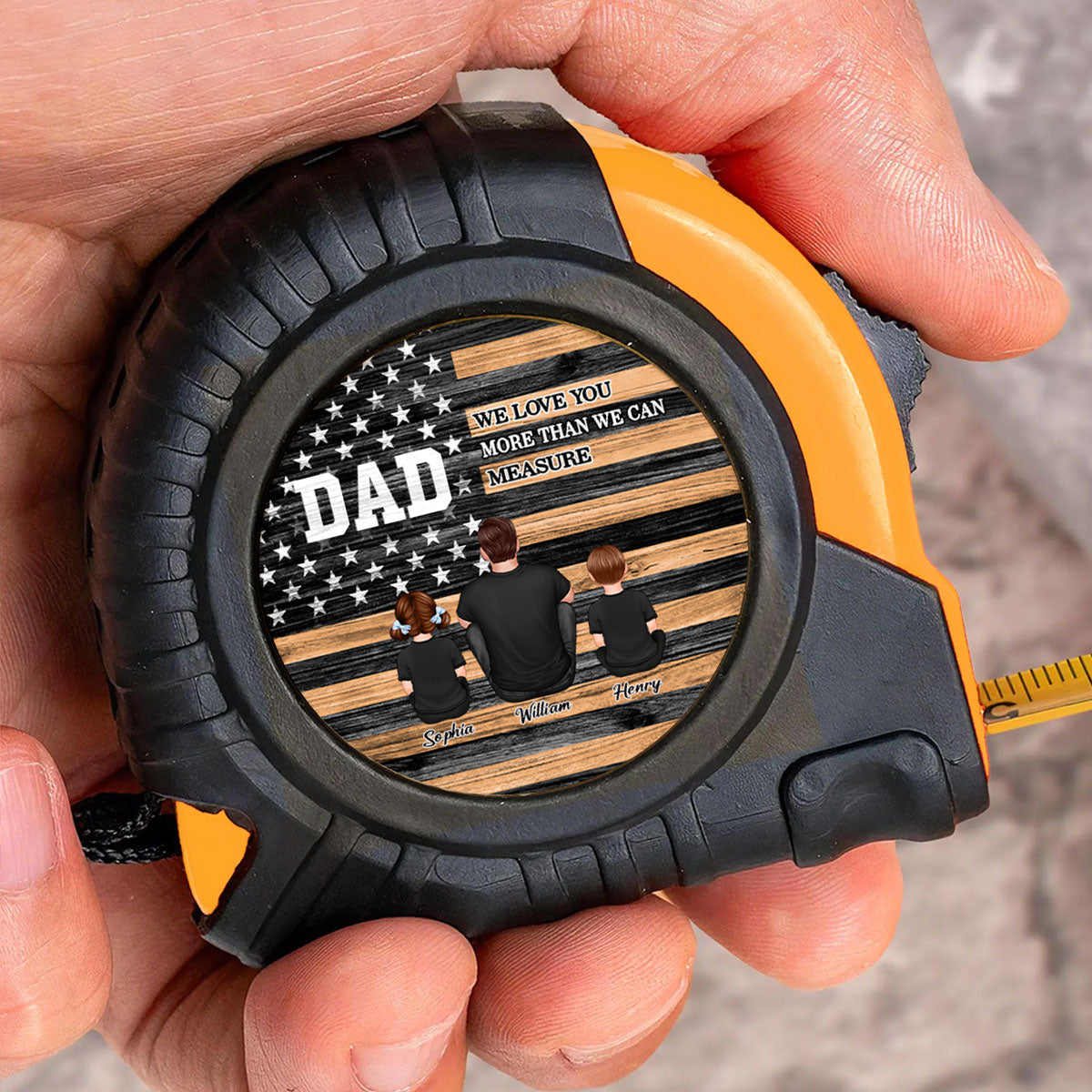 Nation Flag Dad Love You More Than We Can Measure Personalized Tape Measure| Coolest Father's Day Gift For Dad