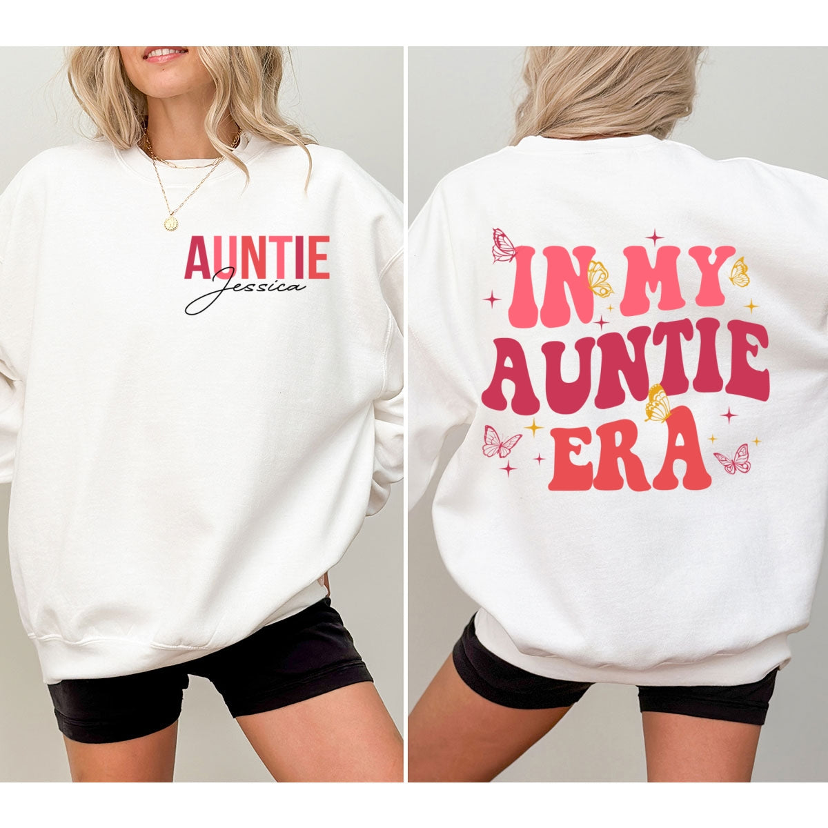 In My Auntie Era Gift For Auntie Personalized Double Sided Sweatshirt