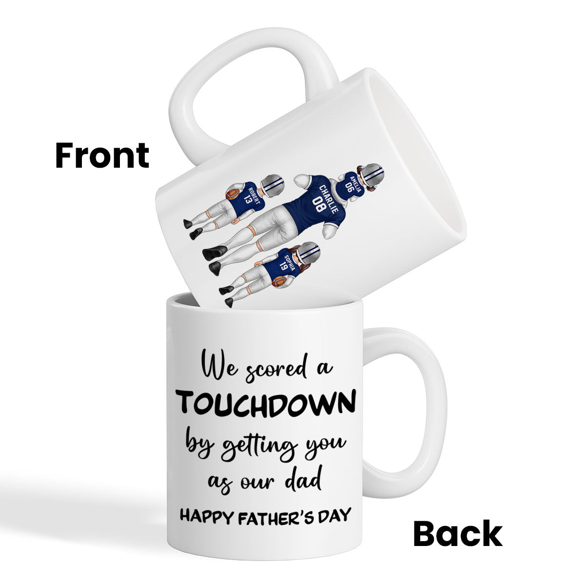 We Scored A Touchdown Getting You As Our Dad American Football Dad Father‘s Day Gift Personalized Mug