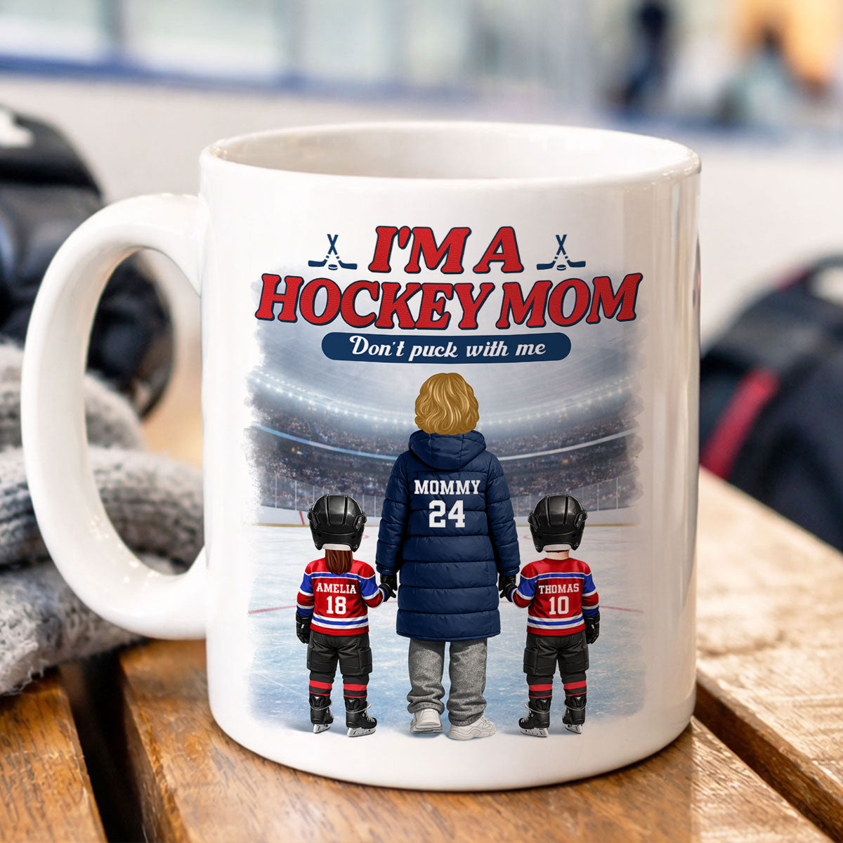 I'm A Hockey Mom And Her Kids - Personalized Mug - Heartfelt Gift For Hockey Mom, Gift For Wife