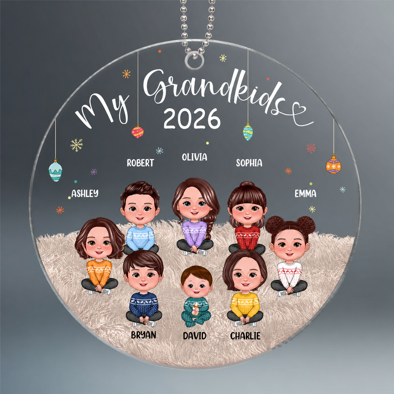Christmas My Grandkids Cute Doll Kids Sitting Personalized Acrylic Ornament