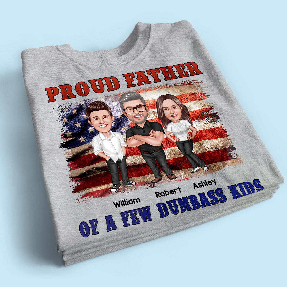 Proud Father Of Kids Caricature Personalized Shirt
