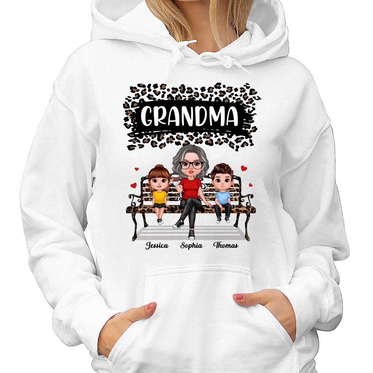 Black Leopard Grandma Grandkids Personalized Shirt