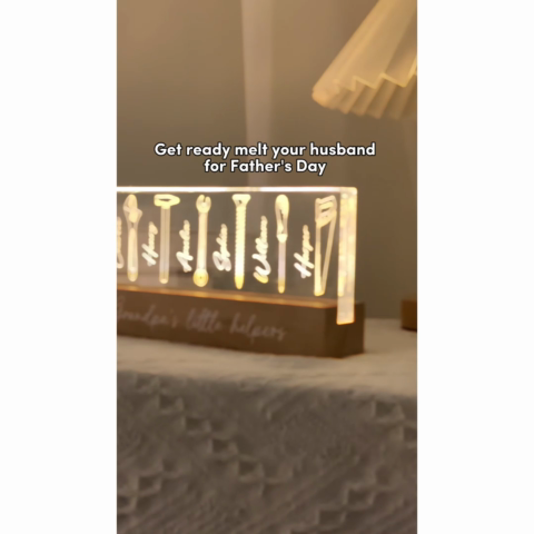 Grandpa Dad Little Helpers Personalized Acrylic Block LED Night Light
