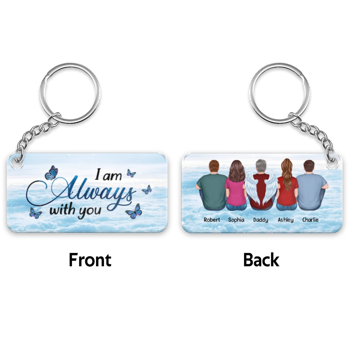 Always With You Sky Family Members Grandma Grandpa Dad Mom Kids Memorial - Personalized Acrylic Keychain