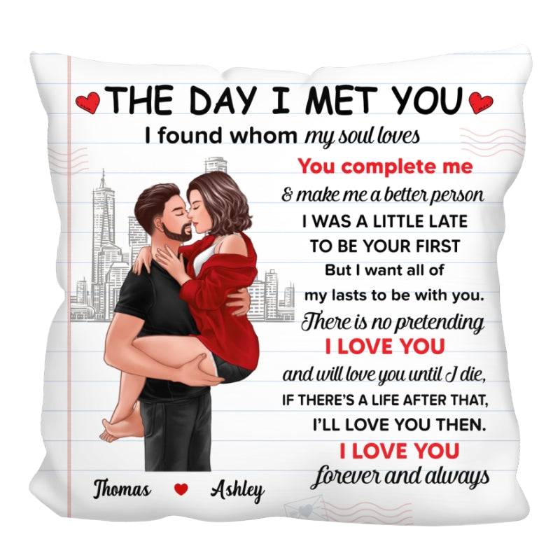 Love You Forever And Always Man Holding Woman Kissing Personalized Pillow