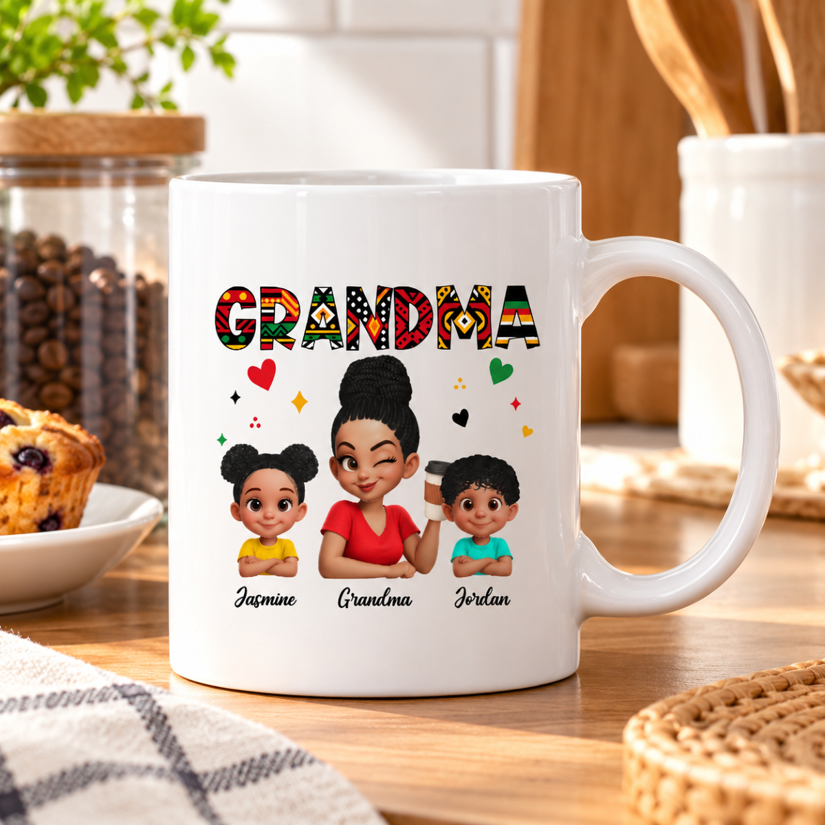 Tribal Pattern Grandma Grandkids Love - Personalized Mug - Gift For Grandma