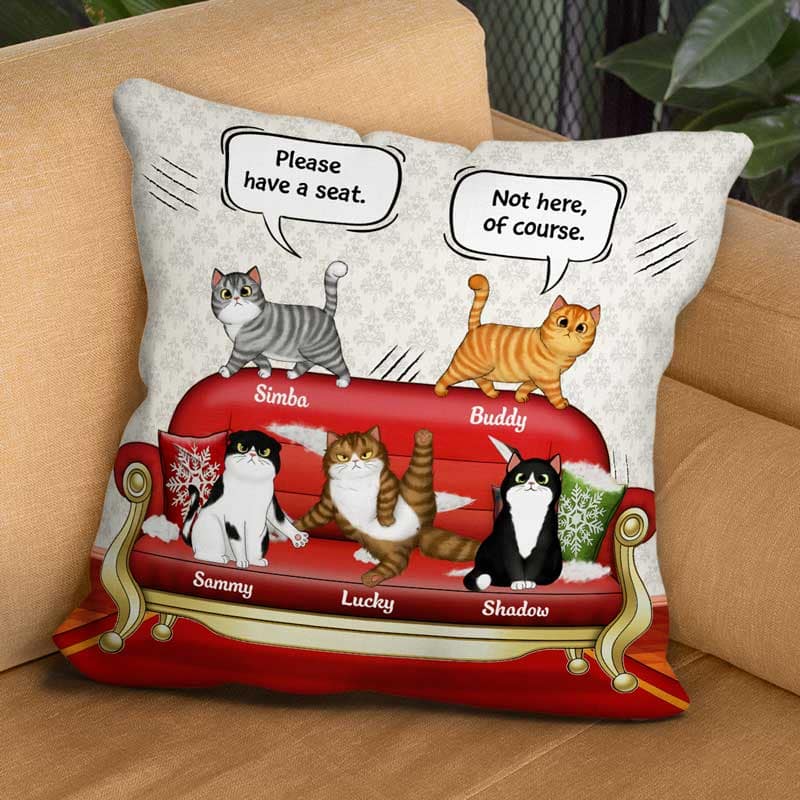 Cats Scratching Sofa Personalized Pillow