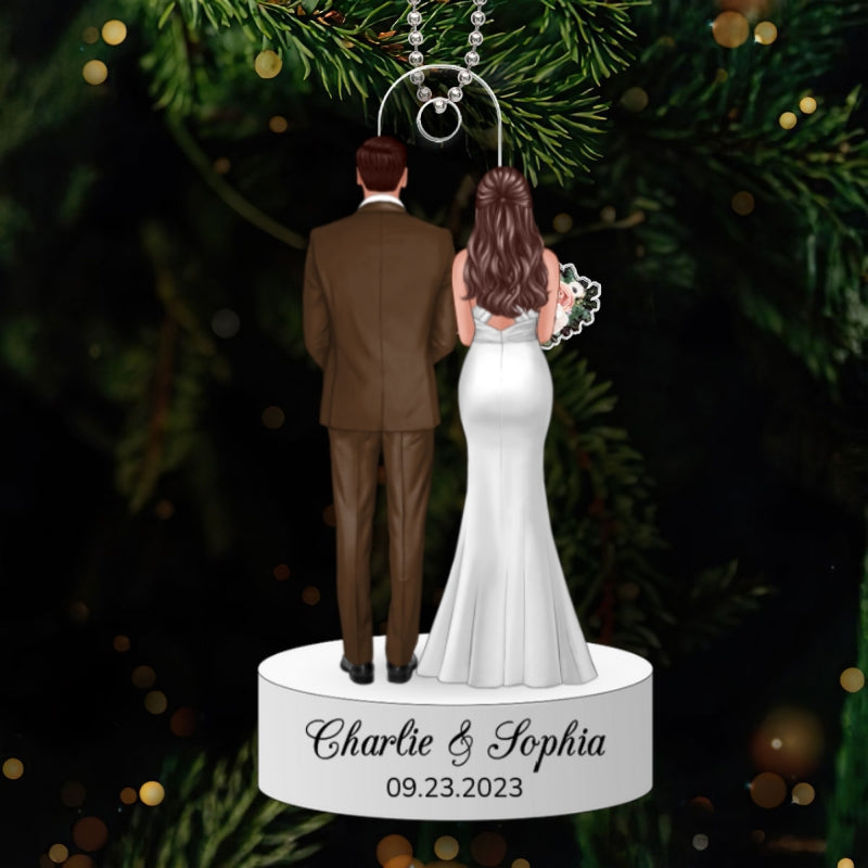 Bride & Groom Back View Wedding Keepsake Christmas Decor Personalized Acrylic Ornament