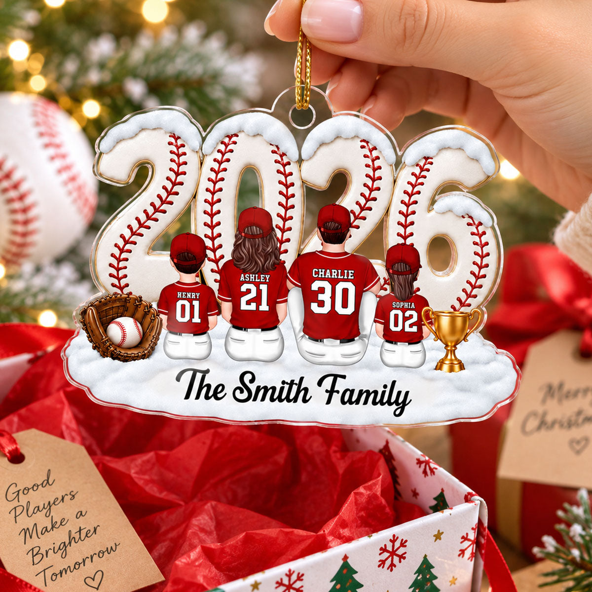 Trending Baseball Family Team - Personalized Acrylic Ornament - Christmas Gift For Boy, Girl, Family