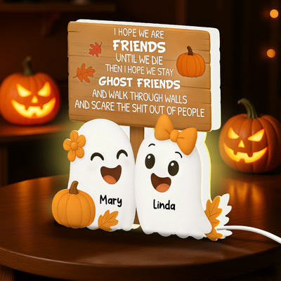 Halloween Cute Funny Boo Ghost Besties Personalized LED Light Box, Halloween Gift For Besties