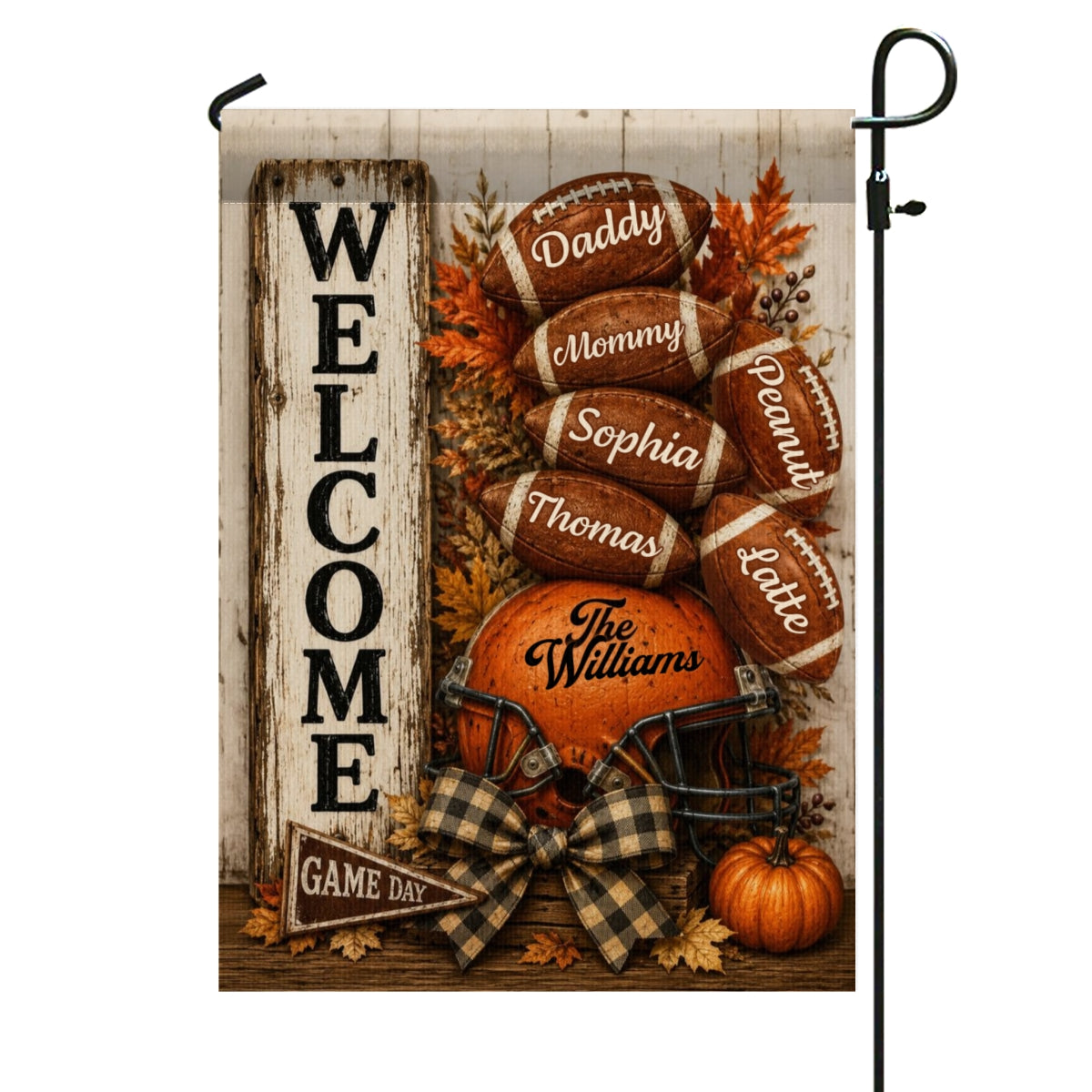 Welcome to Football Family - Personalized Garden Flag - Game Day Fall Outdoor Decor