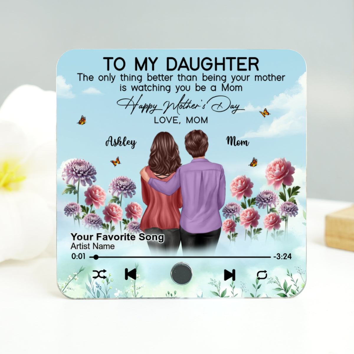 To My Daughter From Mom Happy Mother's Day Birth Flower Personalized Music Fridge Magnet, Gift For Daughter