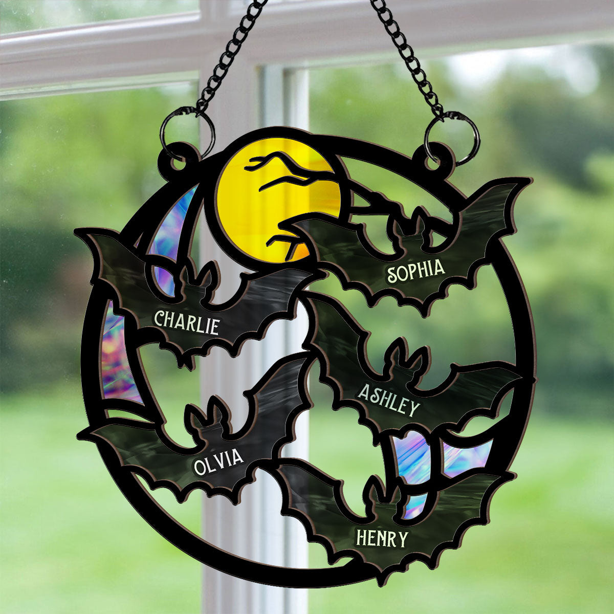 Family Bats Personalized Suncatcher, Halloween Decoration
