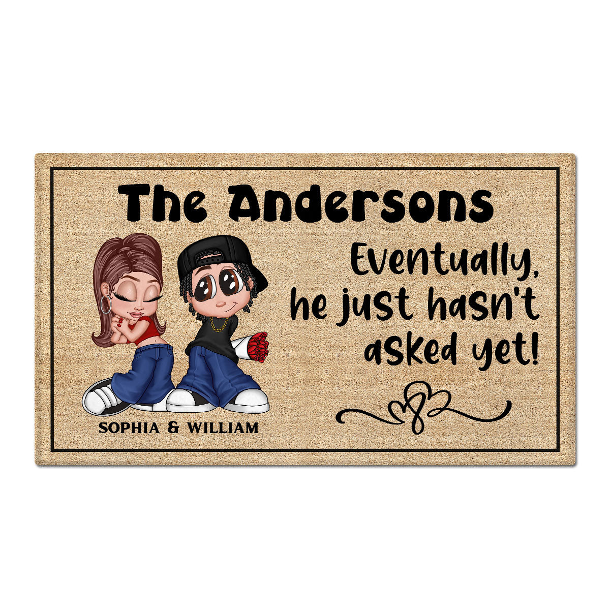 Eventually He Hasn‘t Asked Yet Y2K Couple Funny Housewarming Gift Personalized Doormat