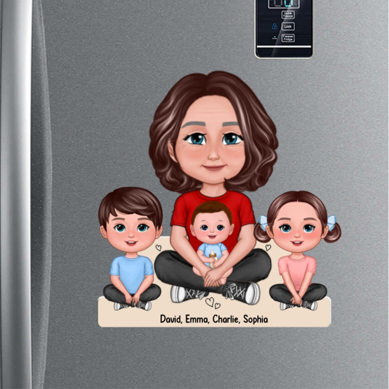 Grandma & Grandkid Crossed Legs Home Decor Gift For Grandma Personalized Acrylic Fridge Magnet