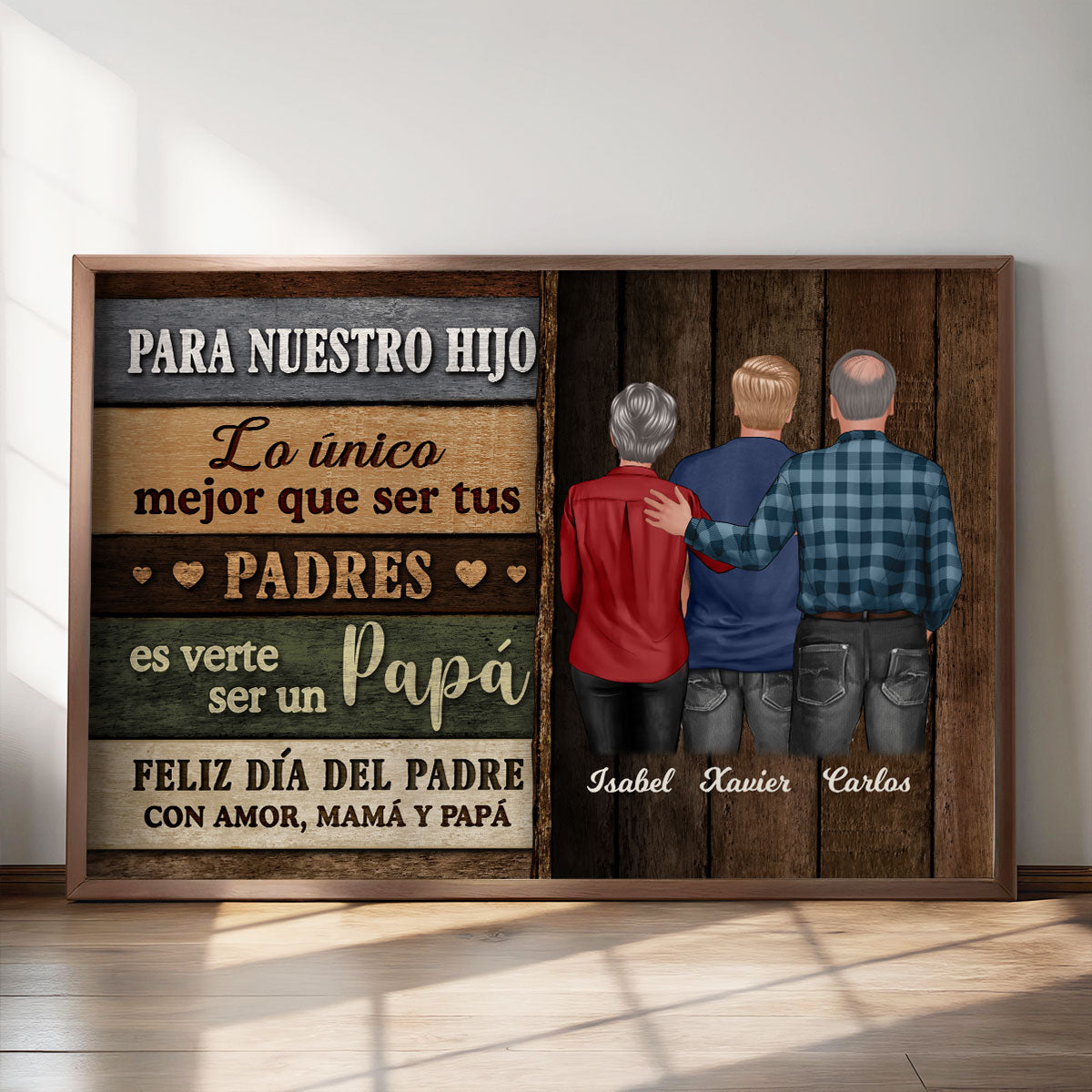 Colored Wood Pallets To My Son From Mom Happy Father's Day Spanish Personalized Poster