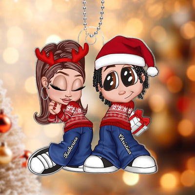 Christmas Y2K Couple Personalized Acrylic Ornament, Christmas Gift for Him for Her