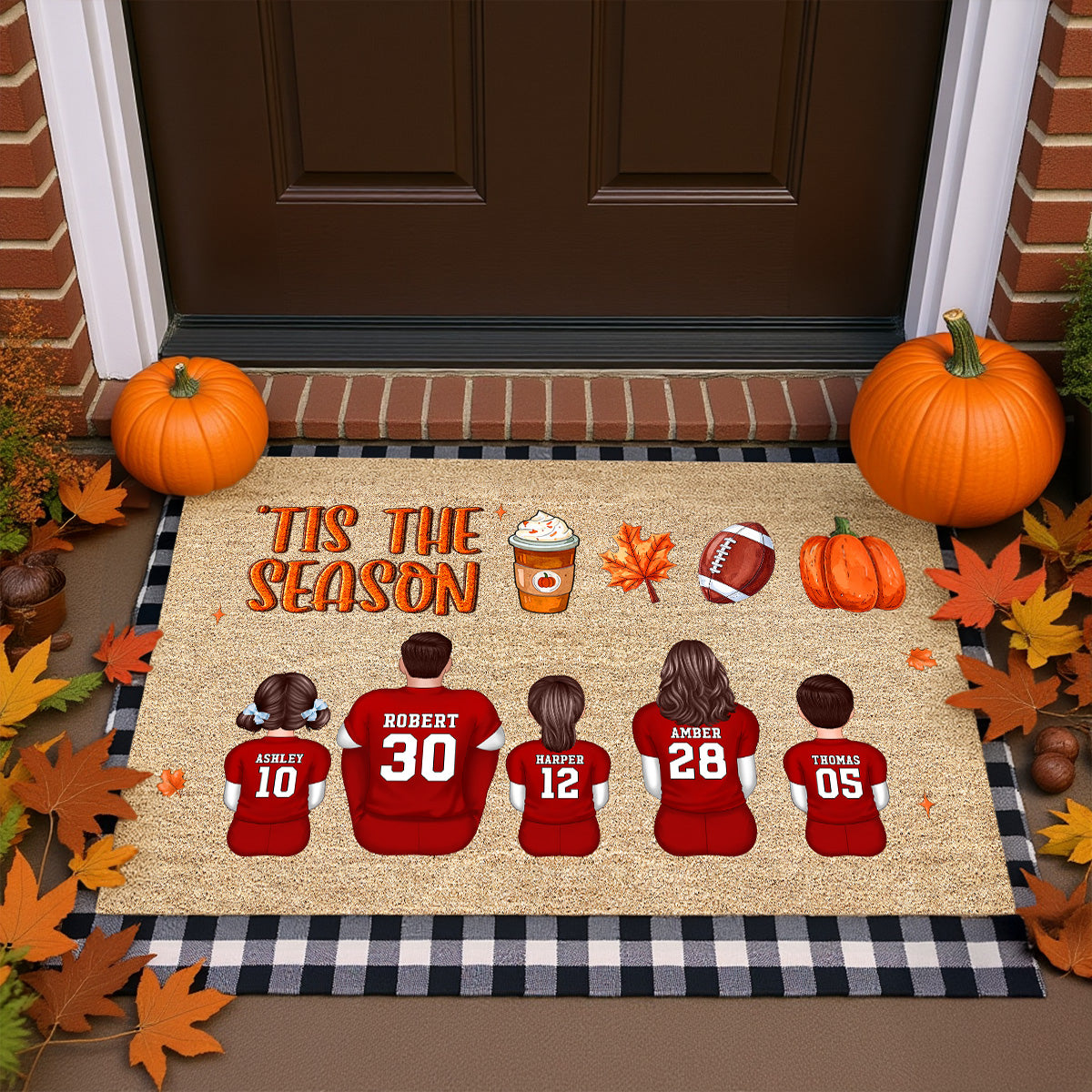 American Football Family Tis The Season Fall Vibe Personalized Doormat