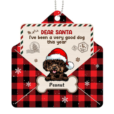 Dear Santa I‘m Good Dog This Year Christmas Envelope Personalized Wooden Ornament